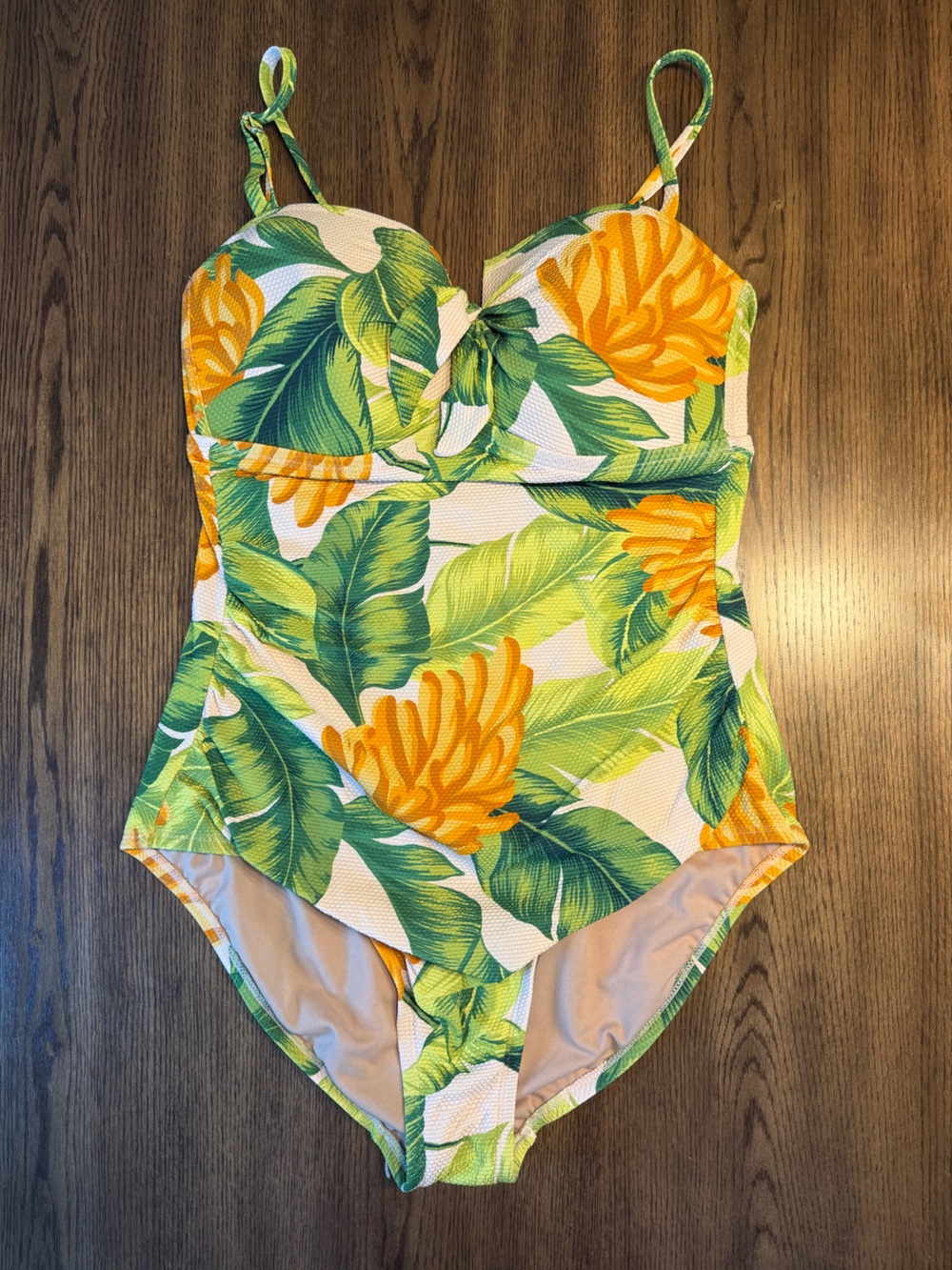 Kona Sol Tropical Floral One Piece Swimsuit Resort Swimwear Size L